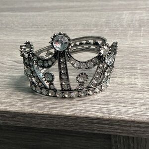 Crystal-Embellished Silver Crown Bracelet - Women Jewelry